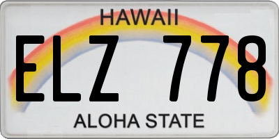 HI license plate ELZ778