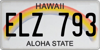 HI license plate ELZ793