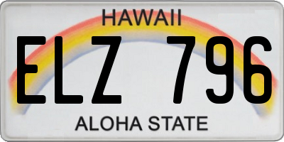 HI license plate ELZ796