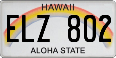 HI license plate ELZ802
