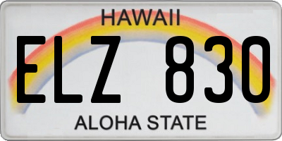 HI license plate ELZ830