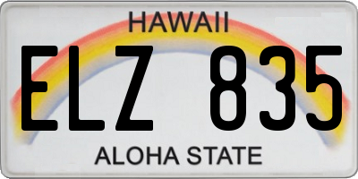HI license plate ELZ835