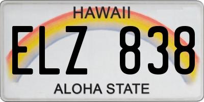 HI license plate ELZ838
