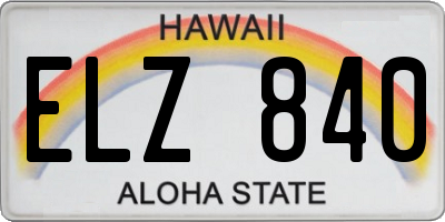 HI license plate ELZ840