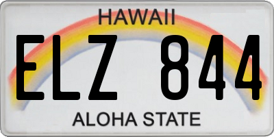 HI license plate ELZ844