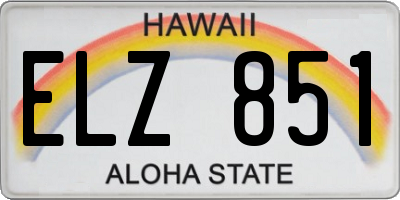 HI license plate ELZ851