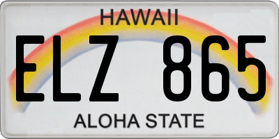 HI license plate ELZ865