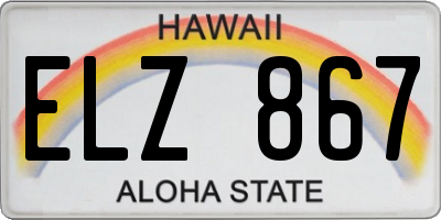 HI license plate ELZ867