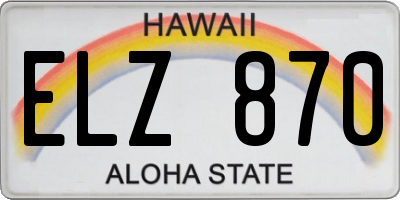 HI license plate ELZ870
