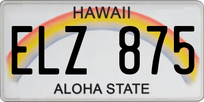 HI license plate ELZ875