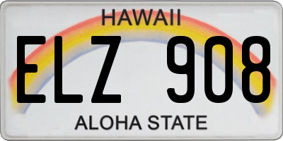 HI license plate ELZ908