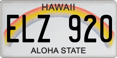 HI license plate ELZ920