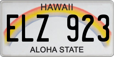 HI license plate ELZ923