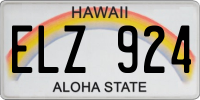 HI license plate ELZ924