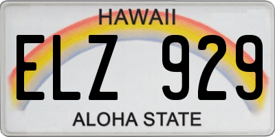 HI license plate ELZ929