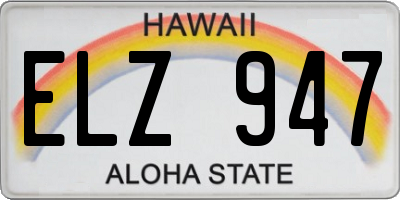 HI license plate ELZ947