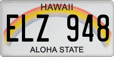 HI license plate ELZ948
