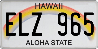 HI license plate ELZ965