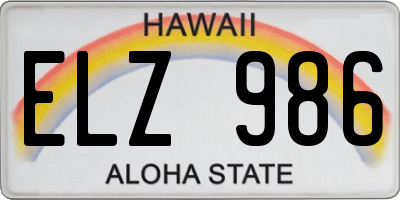 HI license plate ELZ986