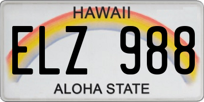 HI license plate ELZ988