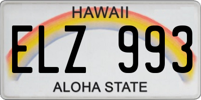 HI license plate ELZ993