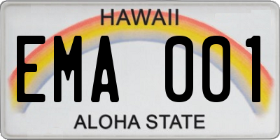 HI license plate EMA001