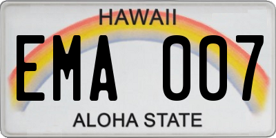 HI license plate EMA007