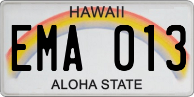 HI license plate EMA013