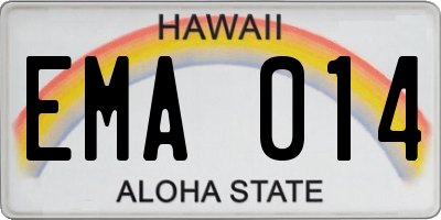 HI license plate EMA014