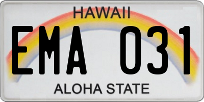 HI license plate EMA031
