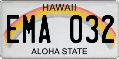HI license plate EMA032
