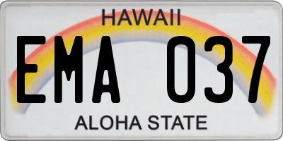 HI license plate EMA037