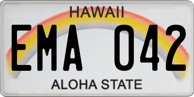 HI license plate EMA042