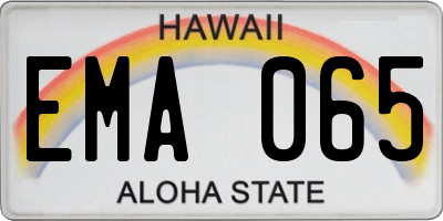 HI license plate EMA065