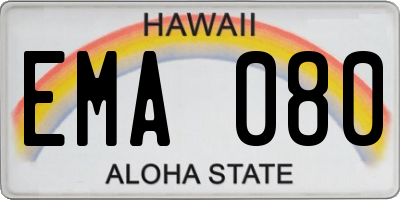 HI license plate EMA080