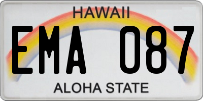 HI license plate EMA087