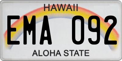 HI license plate EMA092