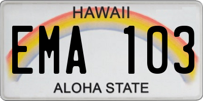 HI license plate EMA103