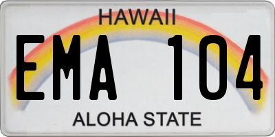 HI license plate EMA104