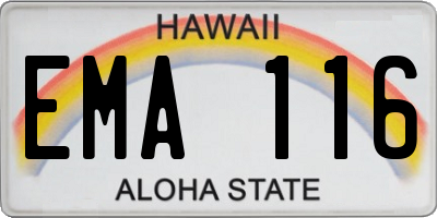 HI license plate EMA116