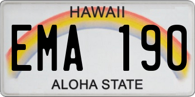 HI license plate EMA190