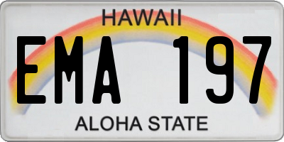 HI license plate EMA197