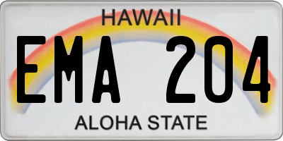 HI license plate EMA204