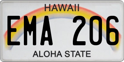 HI license plate EMA206