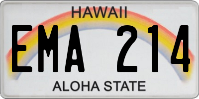 HI license plate EMA214