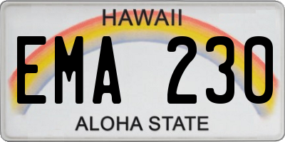 HI license plate EMA230