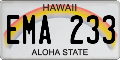 HI license plate EMA233