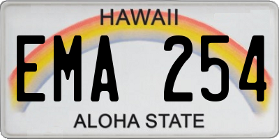 HI license plate EMA254