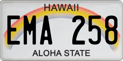 HI license plate EMA258