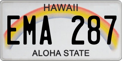 HI license plate EMA287